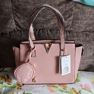 Zara Pink Satchel with Gold Accents
